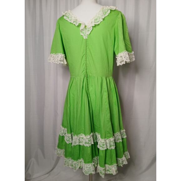 Vintage Sears Country Western Line Dancing Circle Dress 1960s Bright Green - Picture 2 of 9